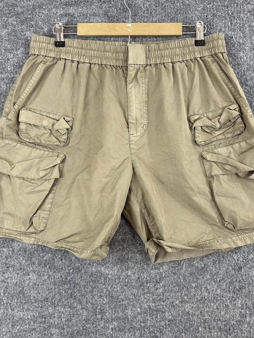 Kith Shorts Mens Large Cargo Washed Cotton Drawstring Beige Utility Streetwear